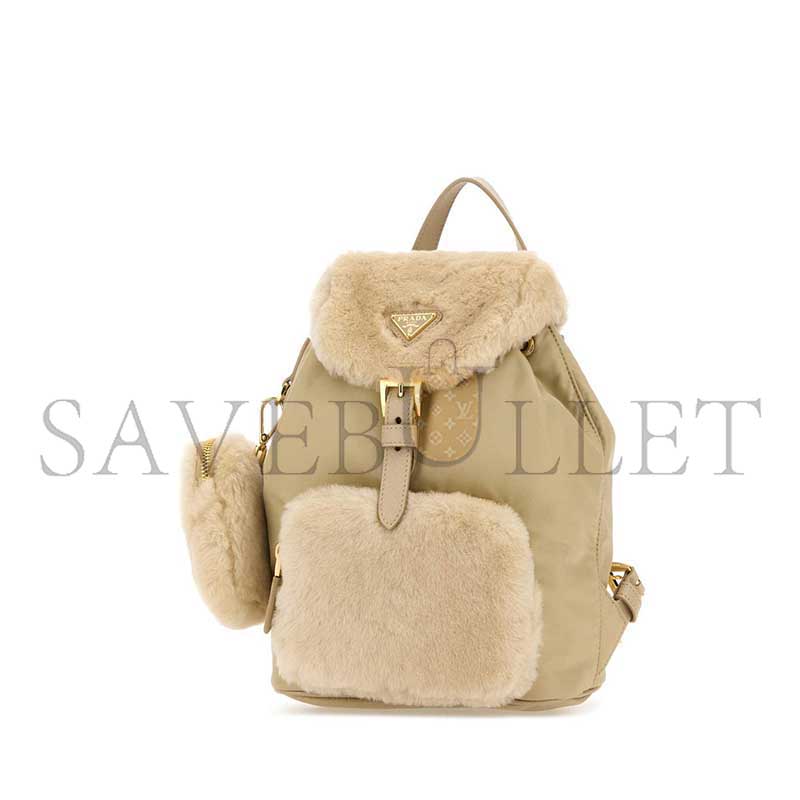 Pra*a re-nylon shearling backpack 1bz074 (25*20.5*11.5cm)